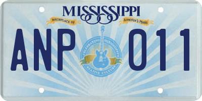 MS license plate ANP011