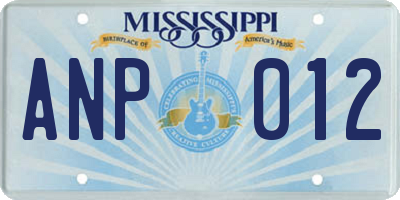 MS license plate ANP012