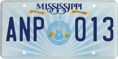 MS license plate ANP013