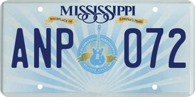 MS license plate ANP072