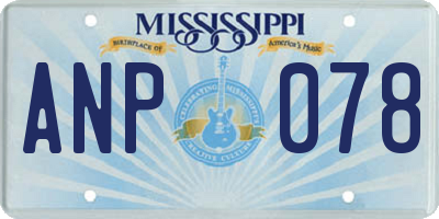 MS license plate ANP078