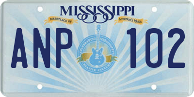 MS license plate ANP102