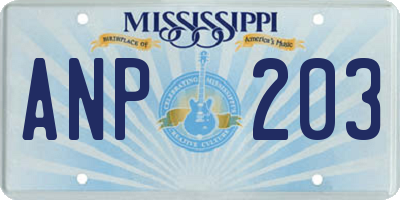 MS license plate ANP203