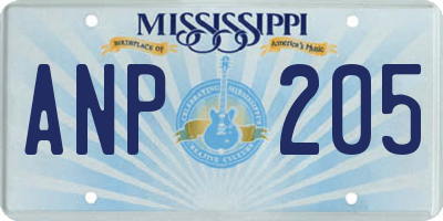 MS license plate ANP205