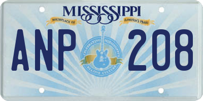 MS license plate ANP208