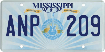 MS license plate ANP209