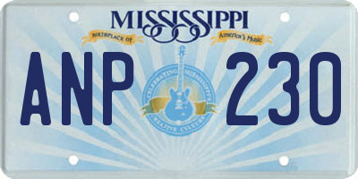 MS license plate ANP230
