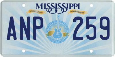 MS license plate ANP259