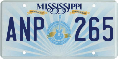 MS license plate ANP265