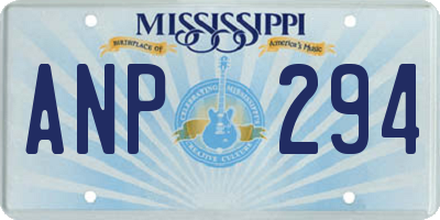 MS license plate ANP294