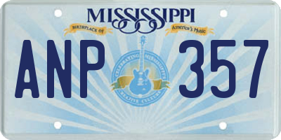 MS license plate ANP357