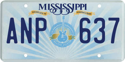 MS license plate ANP637