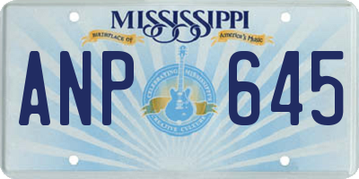 MS license plate ANP645