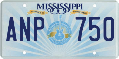 MS license plate ANP750