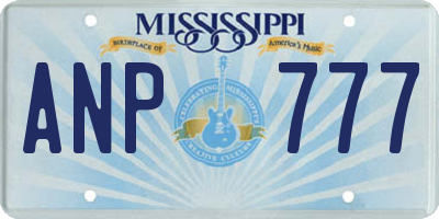 MS license plate ANP777