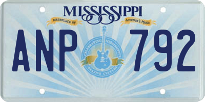 MS license plate ANP792