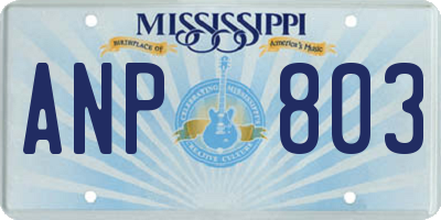 MS license plate ANP803