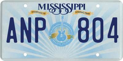 MS license plate ANP804