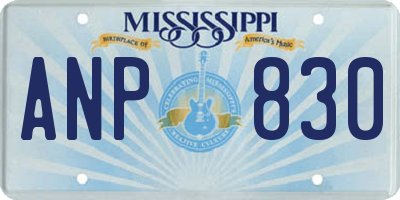 MS license plate ANP830