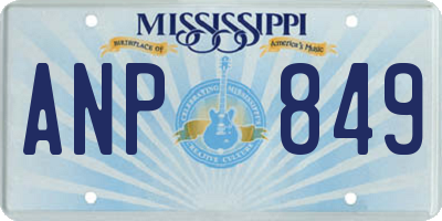 MS license plate ANP849