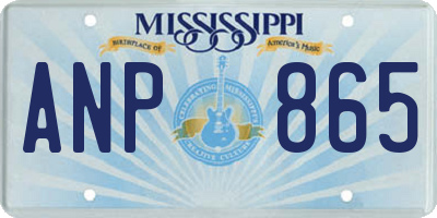 MS license plate ANP865