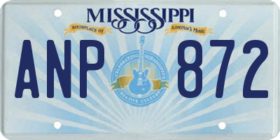 MS license plate ANP872