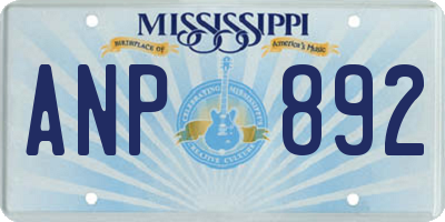 MS license plate ANP892