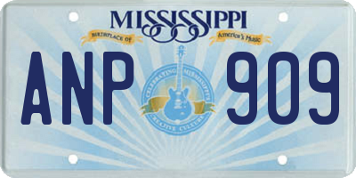MS license plate ANP909