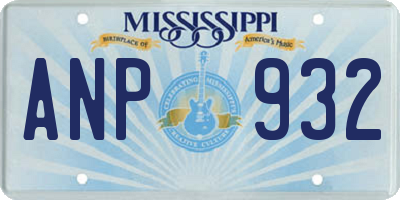 MS license plate ANP932