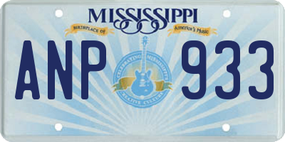 MS license plate ANP933