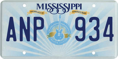 MS license plate ANP934