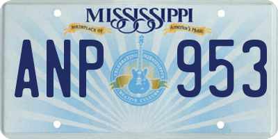 MS license plate ANP953