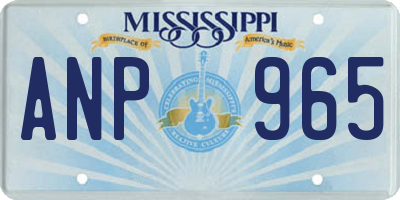 MS license plate ANP965