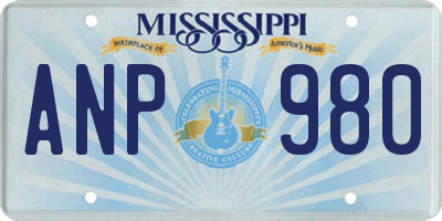 MS license plate ANP980