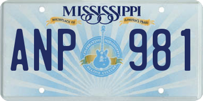 MS license plate ANP981