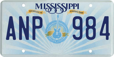 MS license plate ANP984