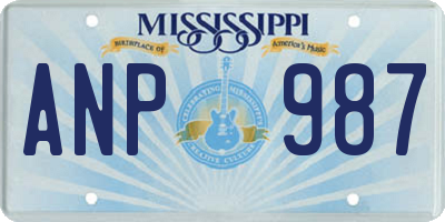 MS license plate ANP987