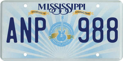MS license plate ANP988