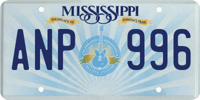 MS license plate ANP996