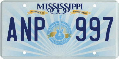 MS license plate ANP997