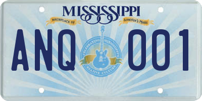 MS license plate ANQ001