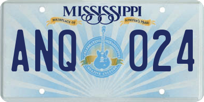 MS license plate ANQ024