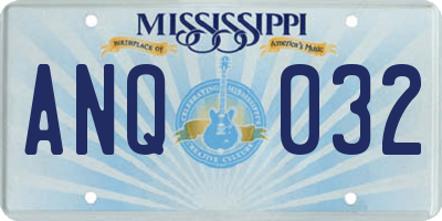 MS license plate ANQ032