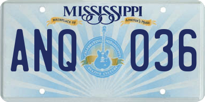 MS license plate ANQ036