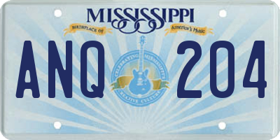 MS license plate ANQ204