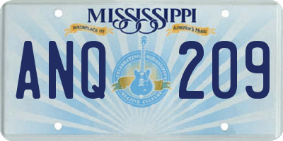 MS license plate ANQ209