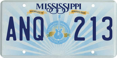 MS license plate ANQ213