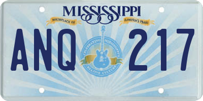 MS license plate ANQ217