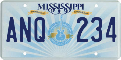 MS license plate ANQ234