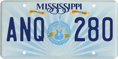 MS license plate ANQ280